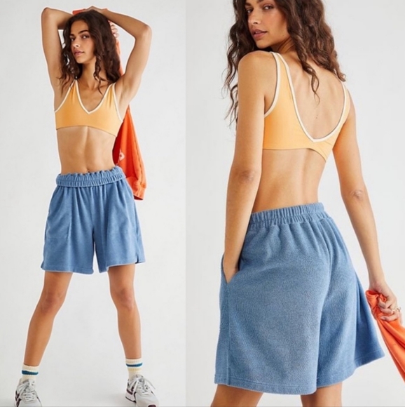 Free People Pants - Free People Beach Terrycloth High Rise Shorts Women's Large Dusty Blue L